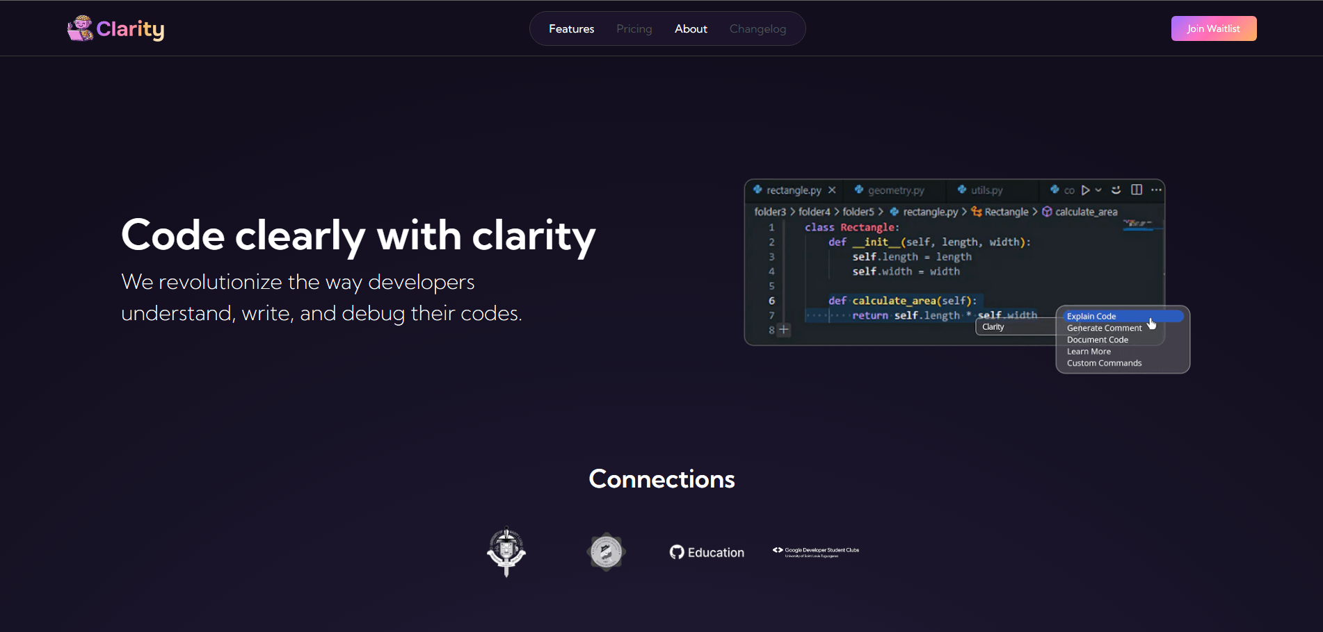 Picture of Clarity AI Website